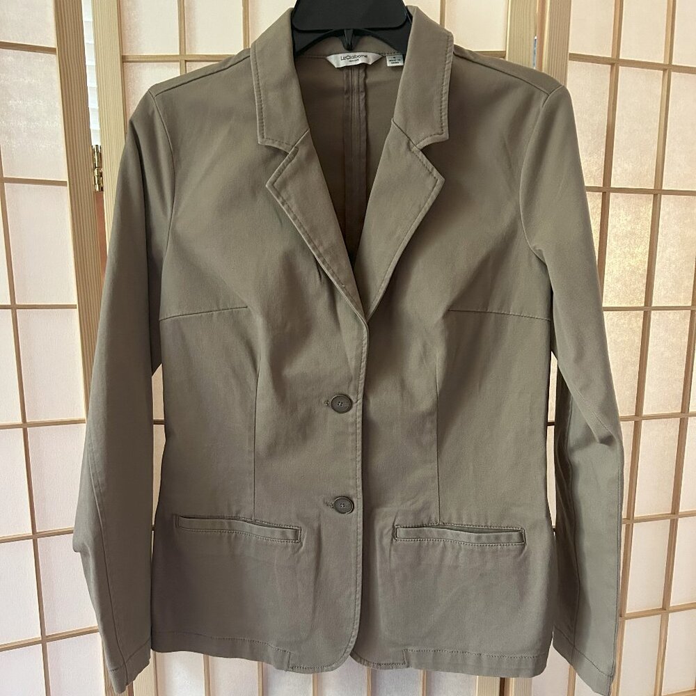 Liz Claiborne summer casual cotton khaki taupe tan blazer jacked size Women's 6